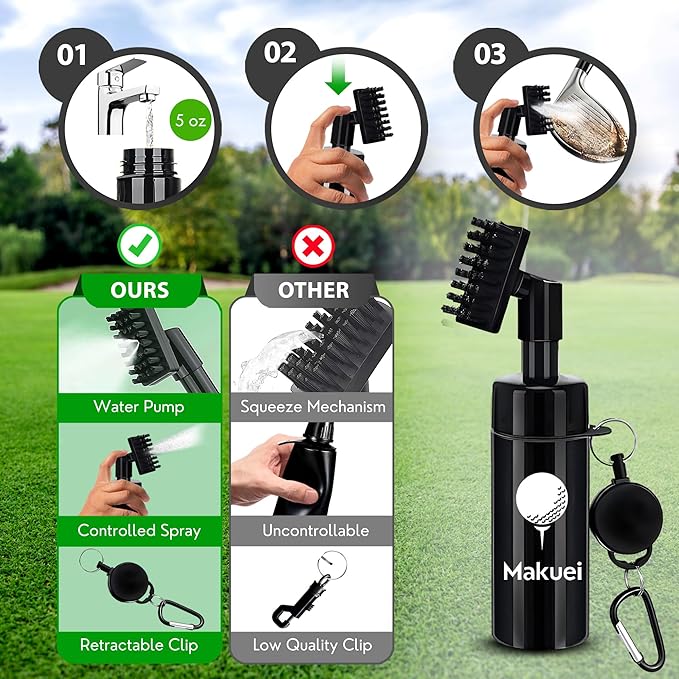 Makuei Golf Water Brush with Golf Towel and Divot Tool - Durable Golf Kit - Elevate Your Golfing Performance Today with Our Golf Cleaning Kit - Best Golf Gift for Golfers