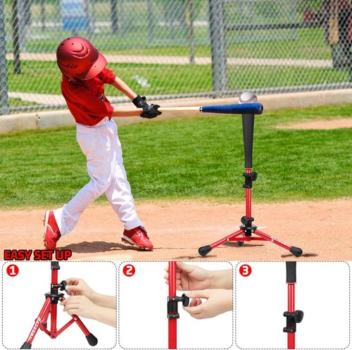 BaseGoal Baseball Tee - Adjustable Youth Batting & Softball Hitting Tee | Perfect for Teeball & Travel