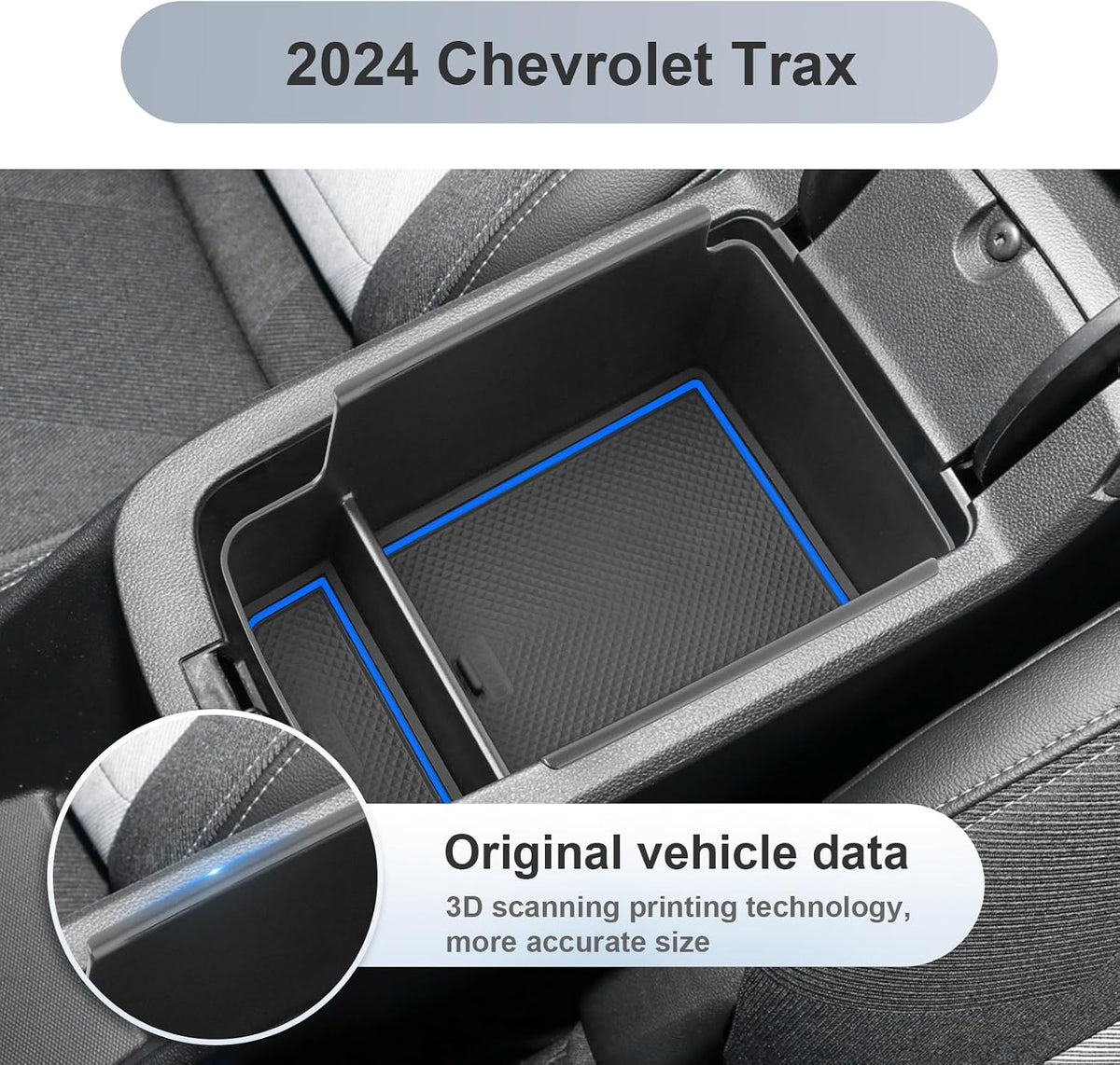 SKTU for 2024 2025 2026 Chevrolet Trax Center Console Organizer 2024-2026 Chevy Trax Insert ABS Materials Tray Armrest Storage Box 2024 2025 2026 Chevy Trax Accessories with Sunglasses Holder (Blue)