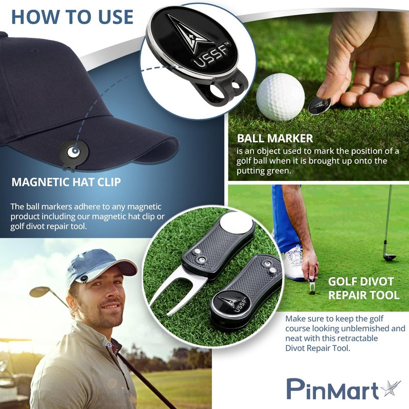 PinMart's Officially Licensed Navy Golf Essentials Gift Set, Divot Tool, Hat Clip, Magnetic Ball Markers, Large Golf Ball Marker with Presentation Box - Gifts and Accessories