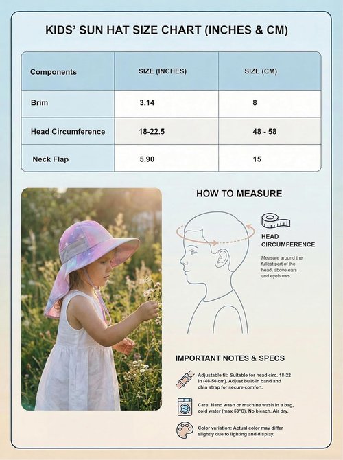 Icolor Kids Sun Hat - UPF 50+ Sun Protection Bucket Hat for Toddler Summer Play | Ages 3-10