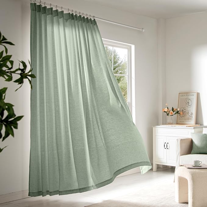 Memory Trained Pinch Pleated Curtains 80 Inches Long, Viral Linen Pinch Pleat