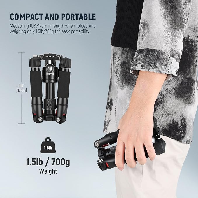 NEEWER Desktop Mini Tripod, 360° Ball Head, 1/4" QR Plate