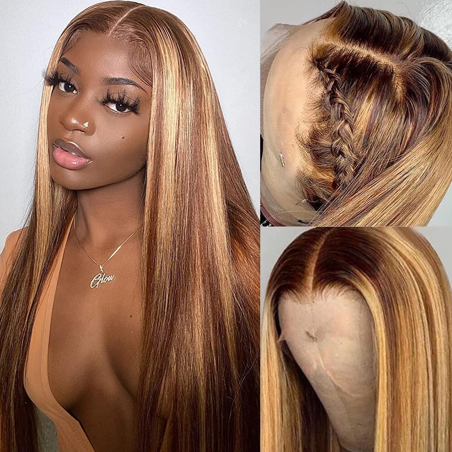 Queen Story 13X4 Hd Lace Frontal Wigs Straight Honey Blonde Lace Front Wigs Human Hair Wigs For Black Women Glueless Wigs Human