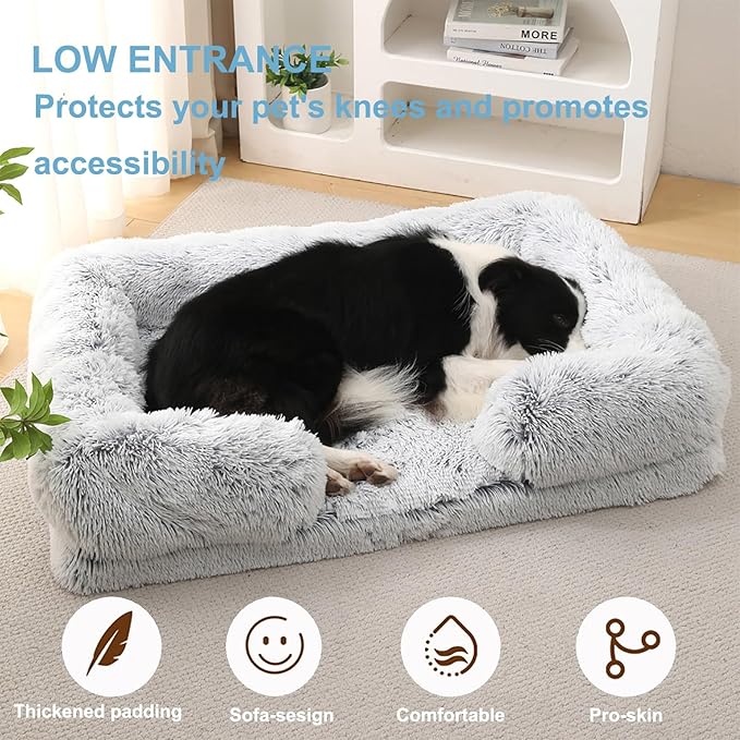 Dog Beds Large Sized dog Orthopedic, Sofa Dog Bed with Waterproof Lining and Nonskid Bottom, Rectangle Washable Dog Bed for Medium Small Dogs and Cats Comfortable ( Color : Blue1 , Size : 43 x 27" )