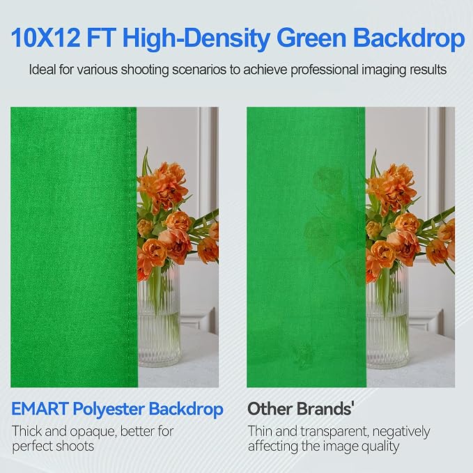 EMART 8.5X10 FT Green Screen Backdrop Kit, Photography Umbrella