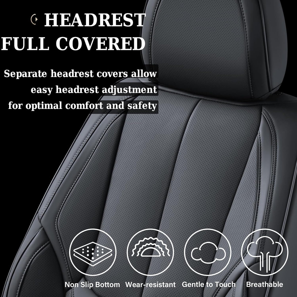 Coverado Car Seat Covers, Seat Covers for Cars, Waterproof Leather Auto Seat Protectors, Leather Car Seat Cushion, Car Interiors Accessories Universal Fit for Most Cars
