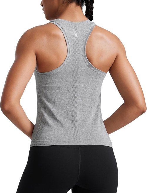 CRZ YOGA Seamless Racerback Tank Top for Women - Breathable Athletic Sleeveless Shirt | Ideal for Gym & Running