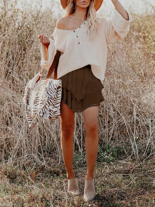 Aoudery Flowing Skorts for Women - High Waist Boho Ruffle Mini Shorts | Perfect for Golf & Tennis