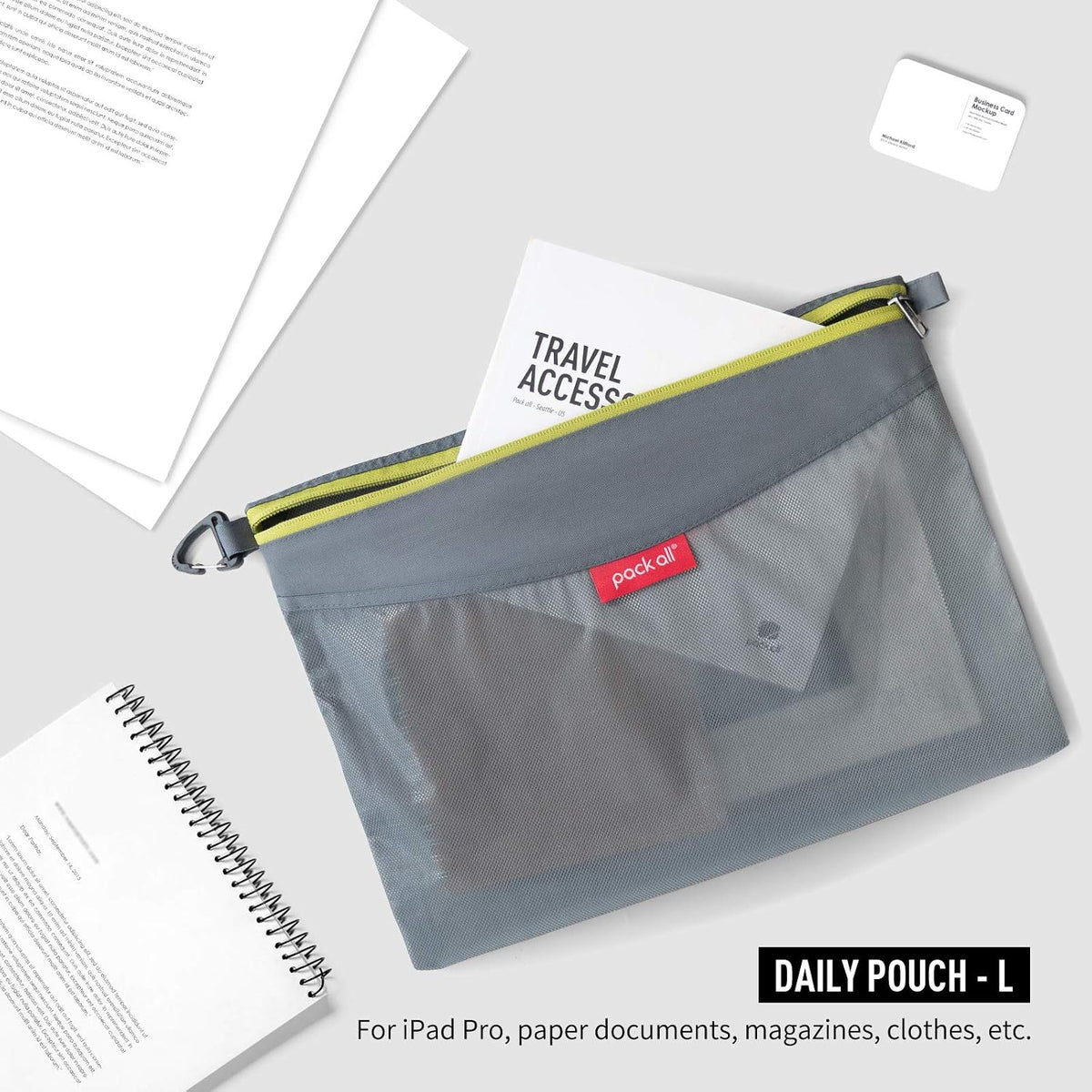 pack all 3 Pcs Water-Resistant Zipper Pouch, Mesh Zipper Bag