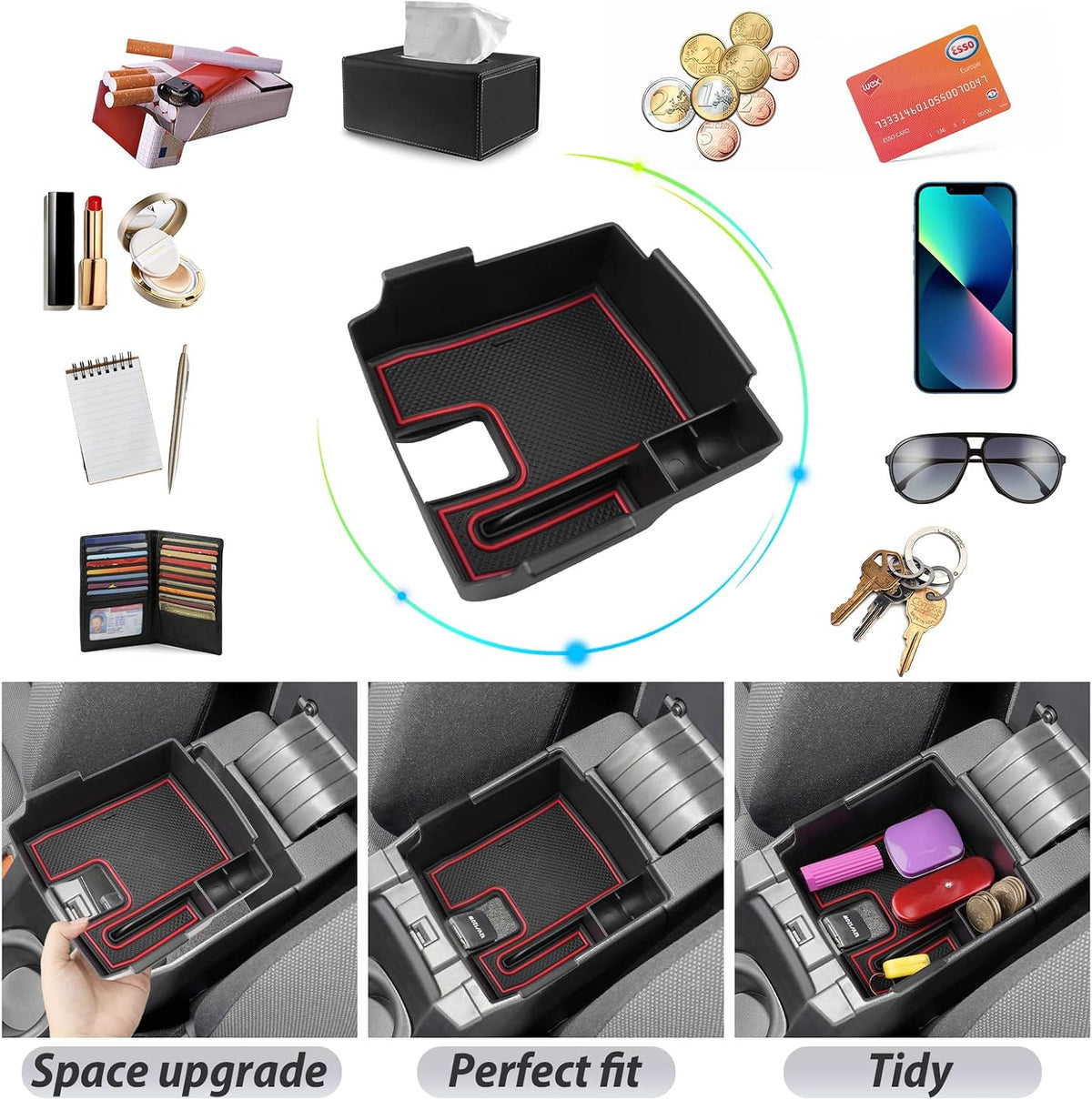 SKTU for 2020-2027 Toyota Corolla Center Console Organizer w/Coin Holder