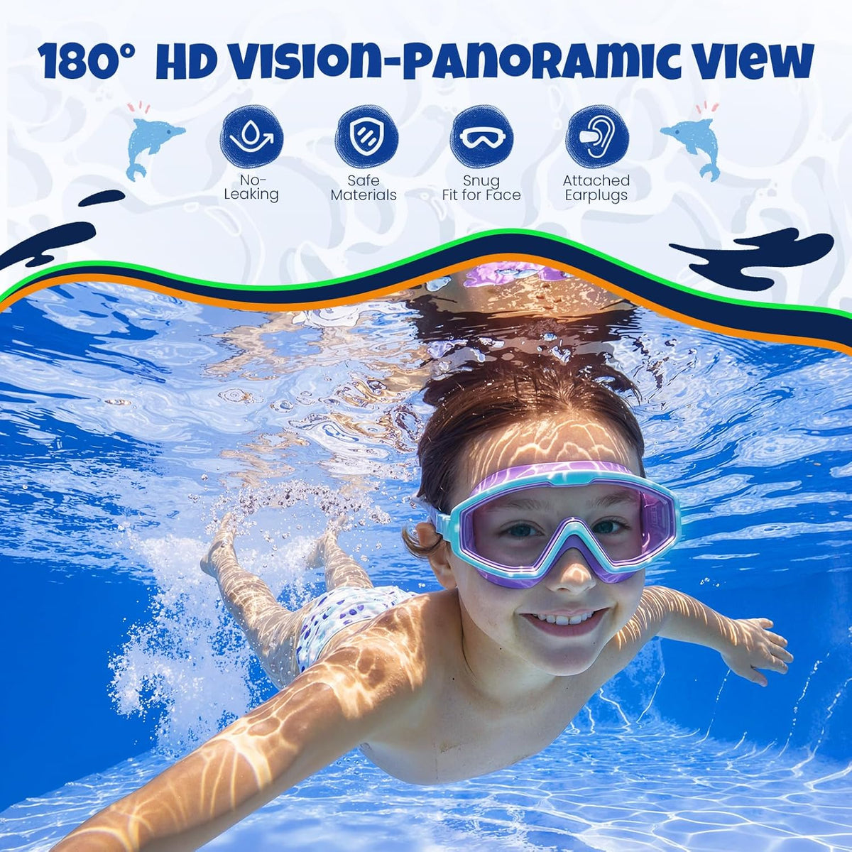 Skiennix Kids Swim Goggles - Anti-Fog UV Protection | 180° Clear View | 3 Pack for Ages 4-16