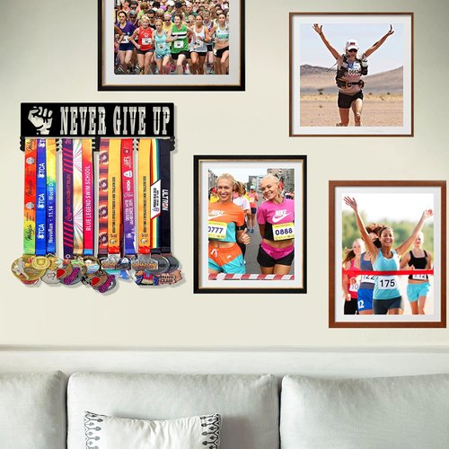 Goutoports Medal Hanger Display Rack - Personalized Award & Ribbon Organizer for 60 Medals | Wall Mount