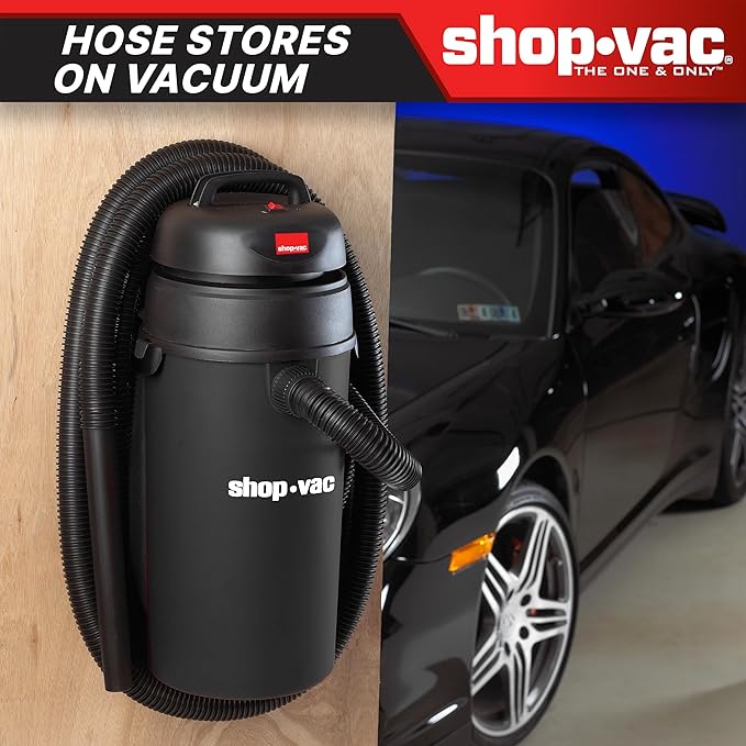 Shop-Vac 9522205 5 Gallon 5.5 Peak HP Hangup Wet/Dry Vacuum, 1.25 Inch Diameter x 18 Foot Hose, 6 Foot Cord, Wall Mount Included, Ideal for Garage, Workshop & Home