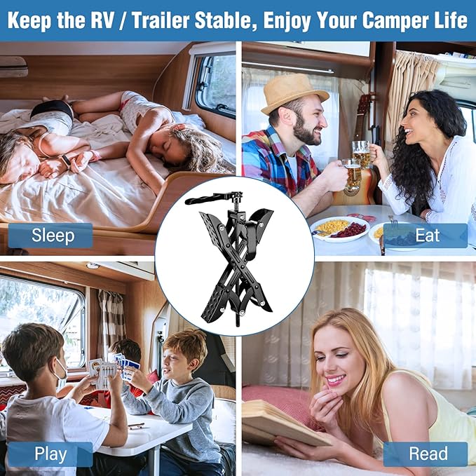 Yesker RV Wheel Chock with Built-in Wrench, Heavy Duty Wheel Chocks for Travel Trailers, X Chocks Wheel Stabilizer for Travel Trailers and Camper, Fits for Tire Spacing 3” to 10”