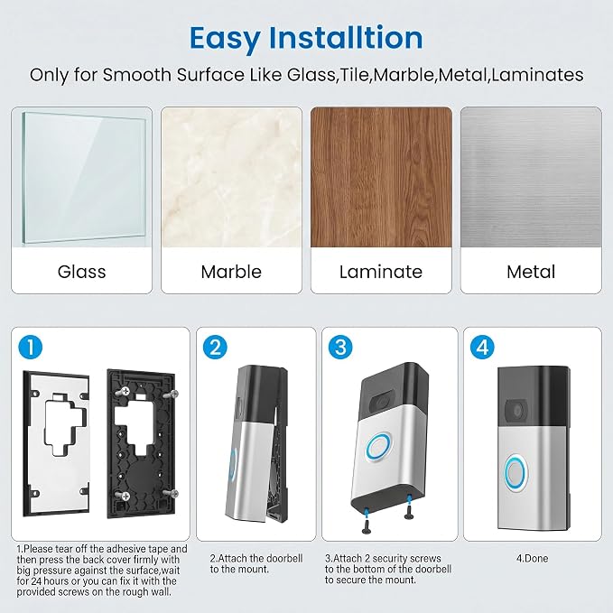 No-Drill Adhesive Doorbell Mount