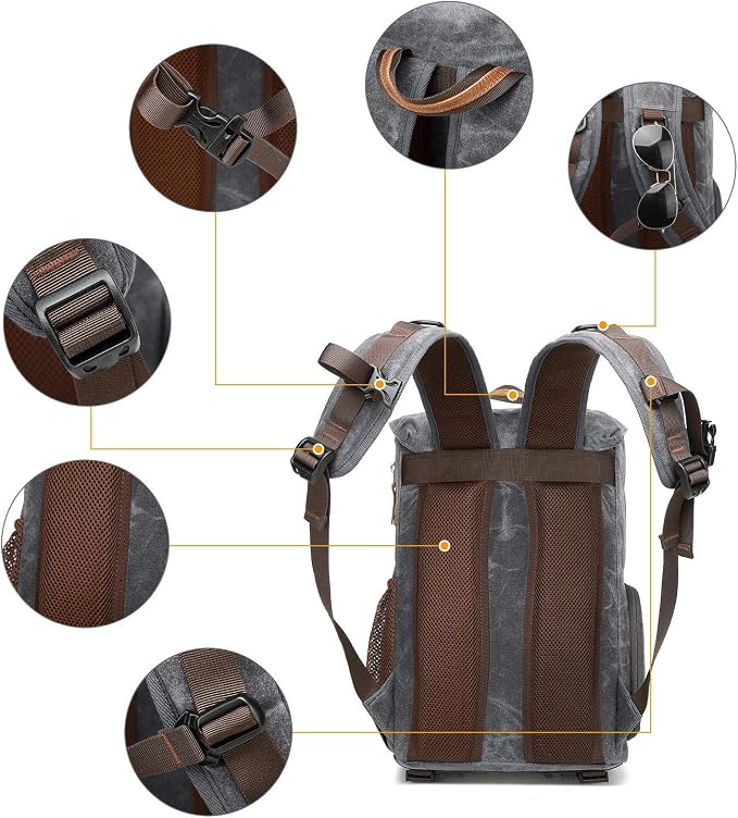 UBAYMAX Camera Backpack, DSLR SLR Waterproof Canvas Camera Bags Rucksack 15.6