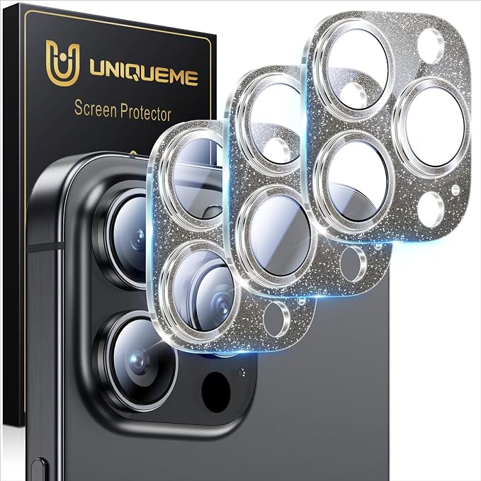 UniqueMe for 3 Pack iPhone 15 Pro/iPhone 15 Pro Max Camera Lens Protector