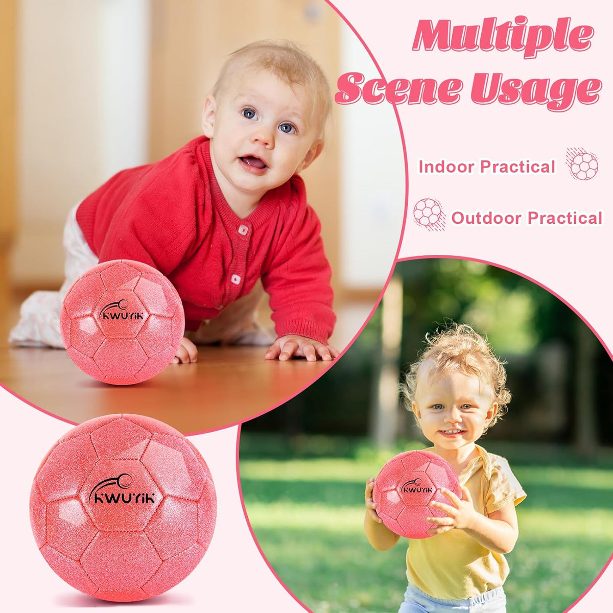 Skiennix 4Pcs Soccer Goals Set - Indoor Soccer Nets with 2 Toddler Balls & Pump - Pink/Purple