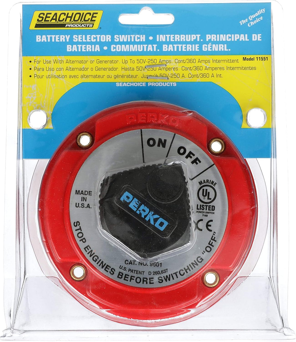 Seachoice Battery Select Switch - Disconnect Isolator Cutoff for 12-50V Systems