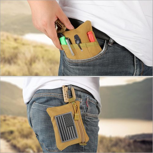 FRTKK Tactical EDC Pouches - Compact Military Utility Organizers | 2-Pack Coin Purse & Keychain Holder