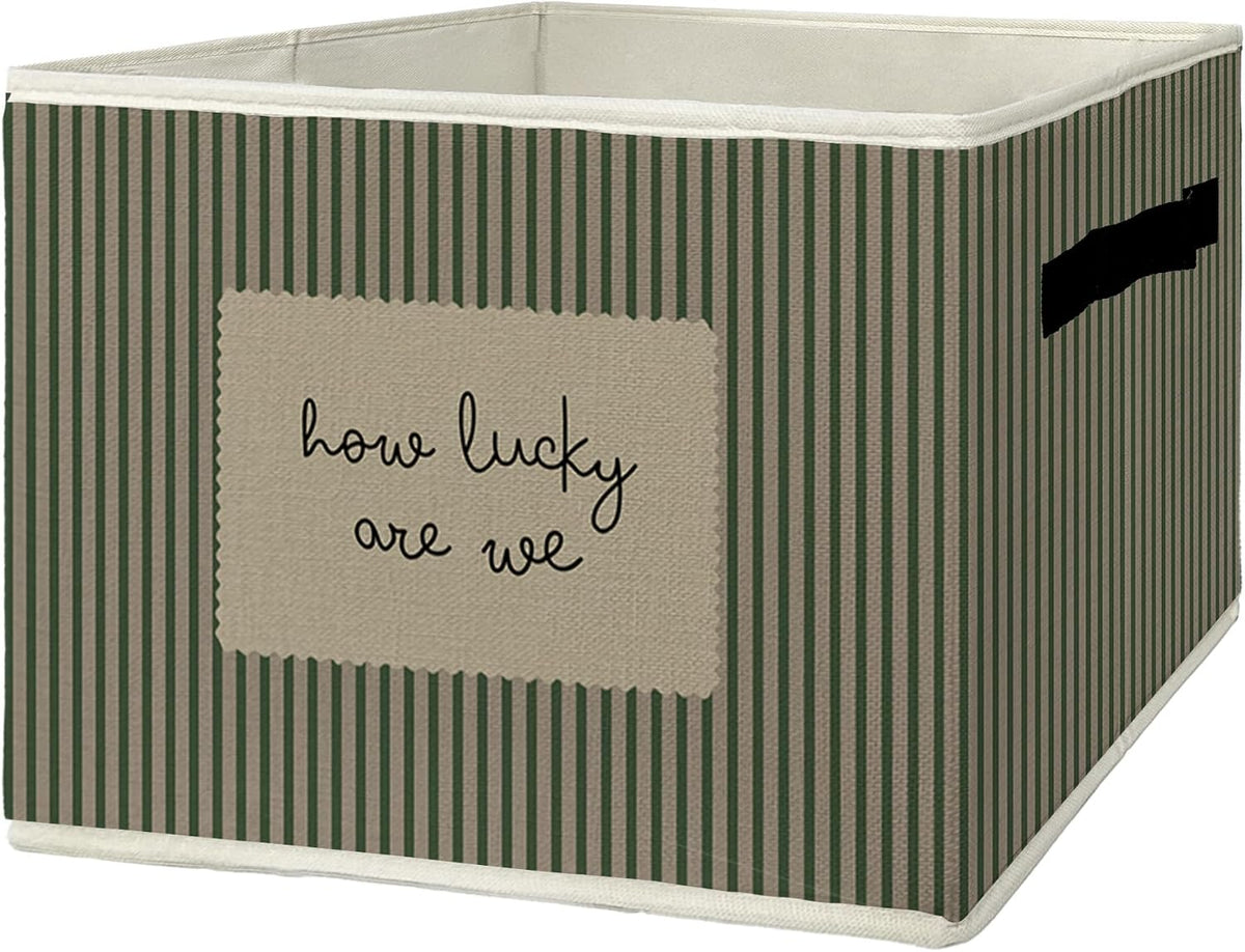 Kids Playroom Storage Bins & Boxes with Handles, Long Live Playtime Foldable Basket for Organizing, Neutral Checkered Collapsible Storage Basket for Bedroom Bathroom Playroom Clothes Toys Books