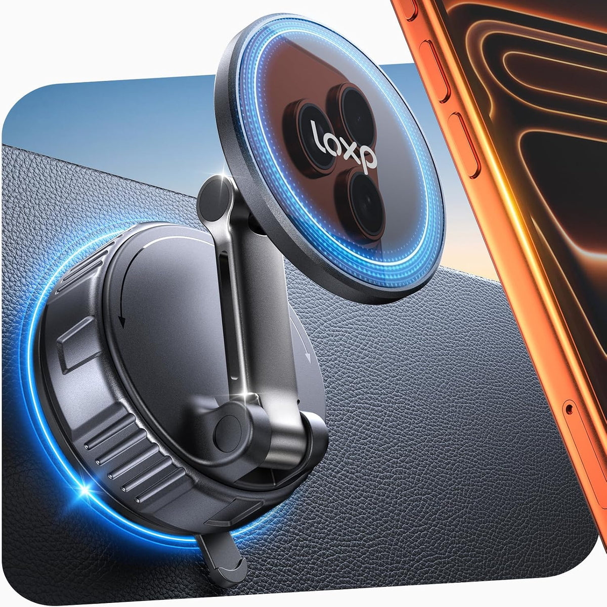 LOXP for MagSafe Car Mount, Vacuum Phone Holders for Your Car, Black