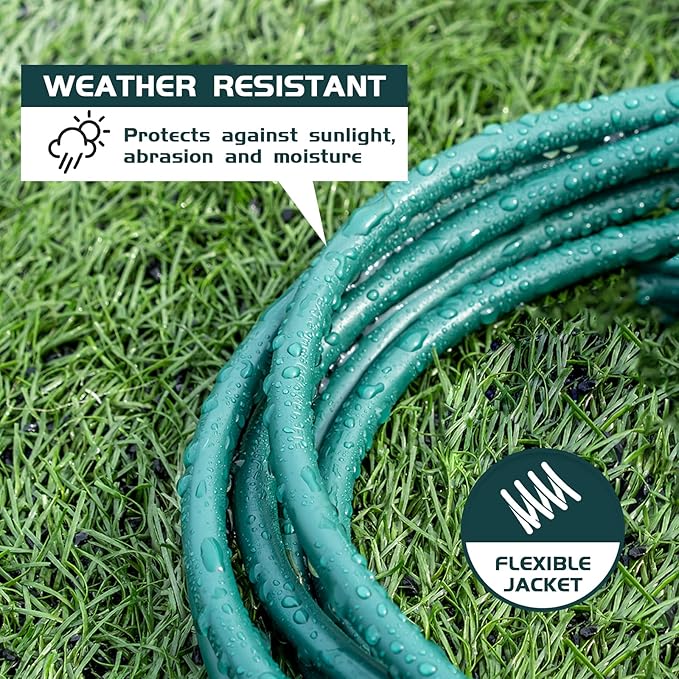 40FT Outdoor Extension Cord-16/3 SJTW Durable Green Extension Cable with 3 Prong Grounded Plug for Safety,Great for Outside Christmas Decorations