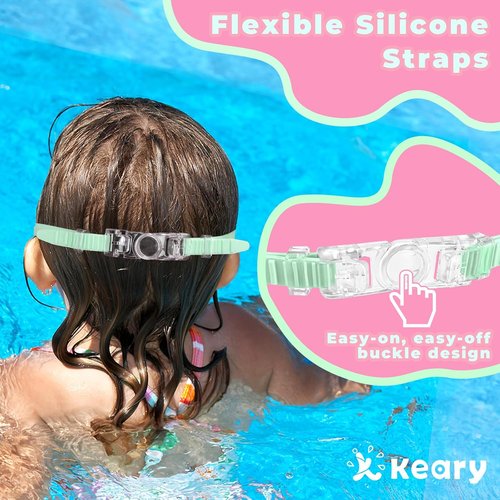 Keary Kids Swim Goggles - 2 Pack with UV Protection & Anti-Fog for Ages 3-15 | Perfect for Boys & Girls