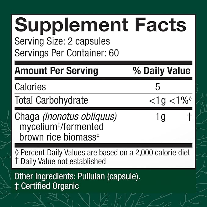 Host Defense Chaga Capsules - Immune System Support Supplement - Chaga Mushroom Capsules for Antioxidant Activity Support - Dietary Mushroom Supplement - 120 Capsules (60 Servings)*
