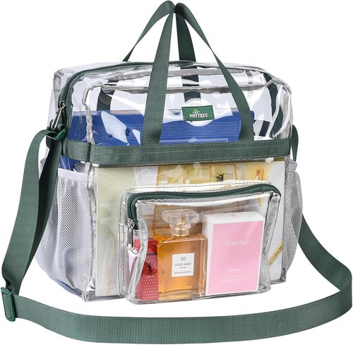 MAY TREE Clear Stadium Bag - Durable 12x6x12 Tote with Reinforced Straps for Events & Gym