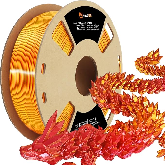 LOVOON 3D Printer Filament Dualcolor, 1.75mm Silk PLA Filament Gold Red