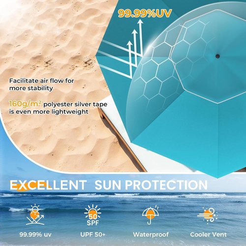 HOMEDEMO 7FT Portable Beach Umbrella - Ultimate Sun Protection for Outdoor Events