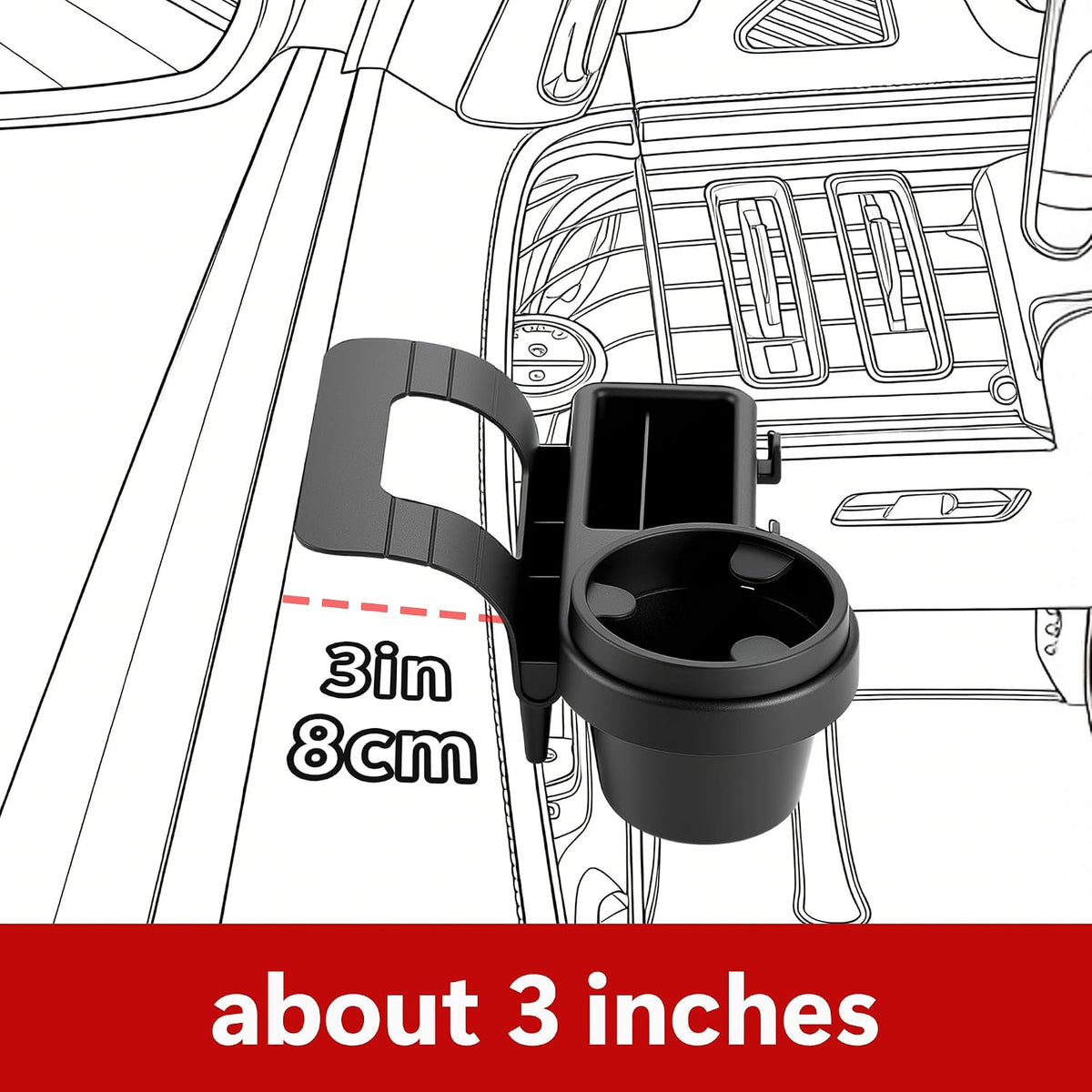 Li&Zhao Car Window Cup Holder - Clip-On, No Drill, Universal Fit