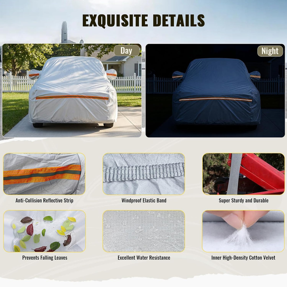 TUCAREST 6 Layers Full Car Cover for Pickup/Truck - Waterproof, Insulated, Anti-UV, Snow-Proof, Anti-Wind, All-Weather, Thickened Protection, up to 237 in