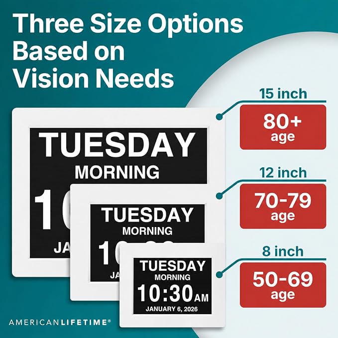 American Lifetime New 2026 Dementia Clock Large Digital Clock