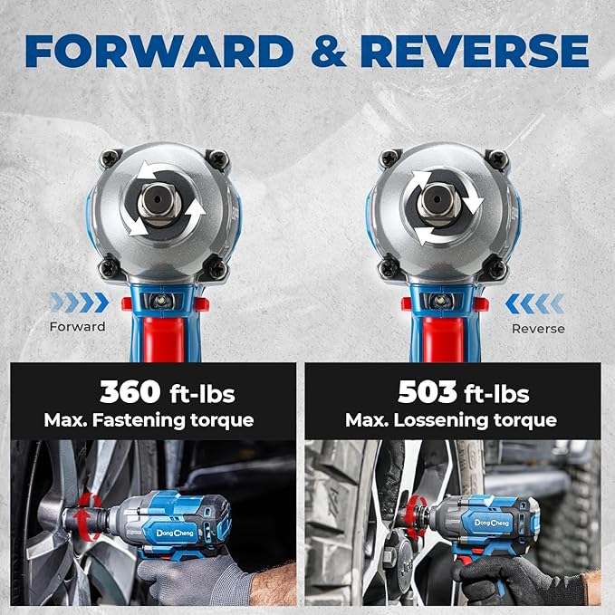 Dong Cheng 20V Brushless Impact Wrench, Max Torque 360 ft-lbs (488N.m), 1/2 inch with 3 Mode Speed, 2400 RPM Cordless Impact Gun, Bare Tool