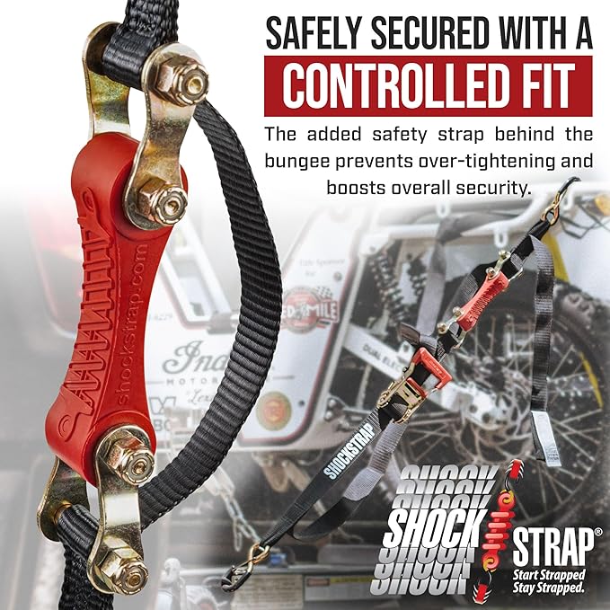 SHOCKSTRAP Ratchet Strap, 7’ x 1.5" Shock Absorbing Heavy Duty Tie Downs for Cargo, 1,000 LB WLL / 3,000 LB Break Strength, 2-Pack