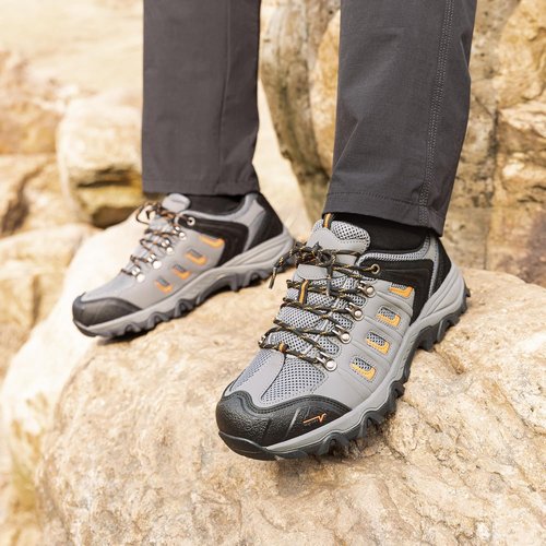 NORTIV 8 Men's Waterproof Hiking Shoes - Durable Leather Low-Top for Outdoor Trekking & Camping