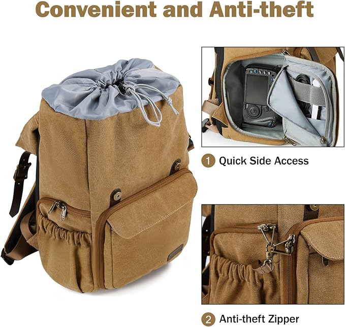 BAGSMART Camera Backpack, DSLR Camera Bag, Waterproof Camera Bag Backpack