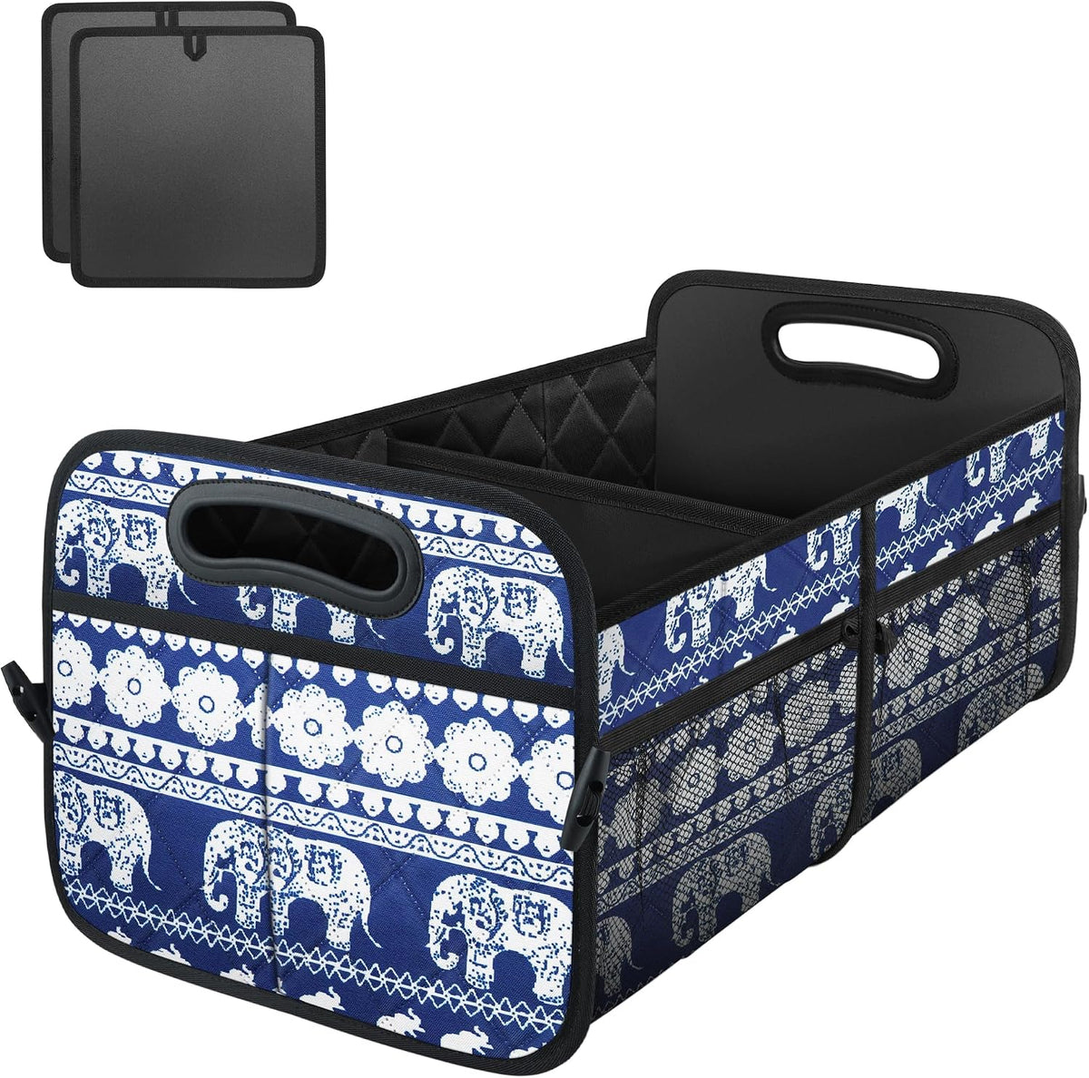 Deosk Collapsible Car Organizer with 6 Pockets, 50L Multi-Compartment Trunk Organizer, Accessories for Women/Men - Blue