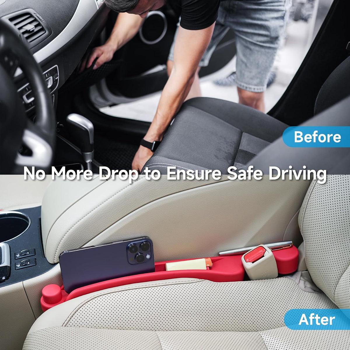 Givifive Car Seat Gap Filler Organizer 2Pack Soft Foam 3IN1 Multifunctional