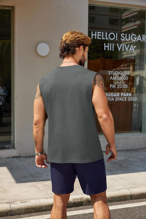 COOFANDY Men's Cotton Tank Top - Sleeveless Workout Shirt for Casual Summer Wear | Comfortable Fit