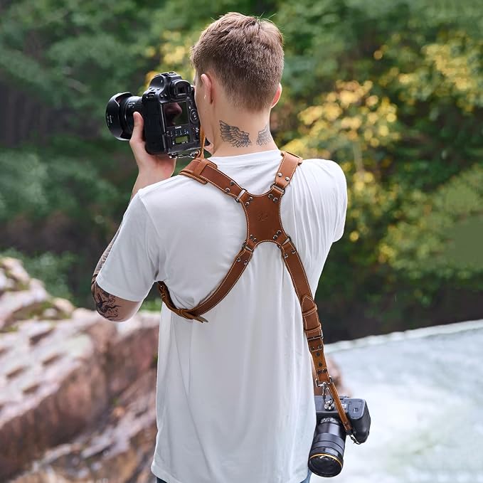 Padwa Lifestyle Tan Dual Camera Harness Strap
