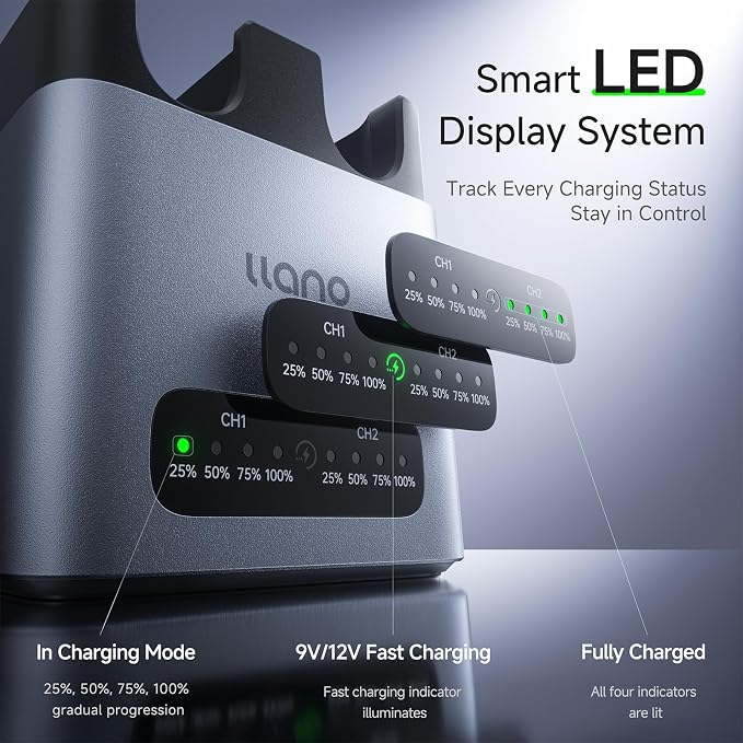 Llano 20W LP-E6P LP-E6NH Battery Charger: Fast Dual Slot