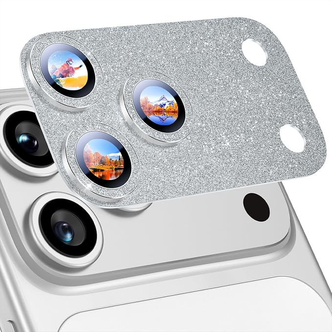 Uyiton for iPhone 17-Pro Camera-Lens Protector: Bling Metal Tempered Glass Rear