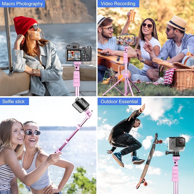 Sensyne 62" Phone Tripod & Selfie Stick, Extendable Cell Phone Tripod Stand