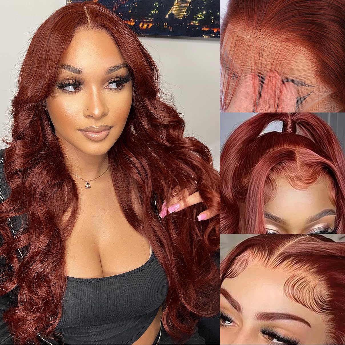 30 Inch Reddish Brown Lace Front Wigs Human Hair 13  6 Hd Lace Body Wave Aubrun Brown Front Wig Pre Plucked Red Human Hair Color