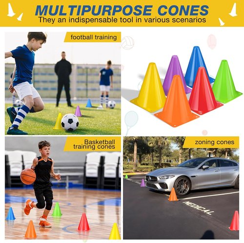 Durable 36pcs Soccer Cones - 7 Inch Plastic Training Cones for Sports, Agility Drills & More