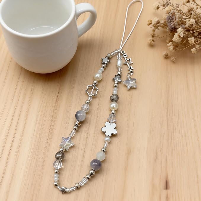 2 Pcs Phone Charm Strap Hand for iPhone Wrist Strap Camera Lanyard Pearl Beaded